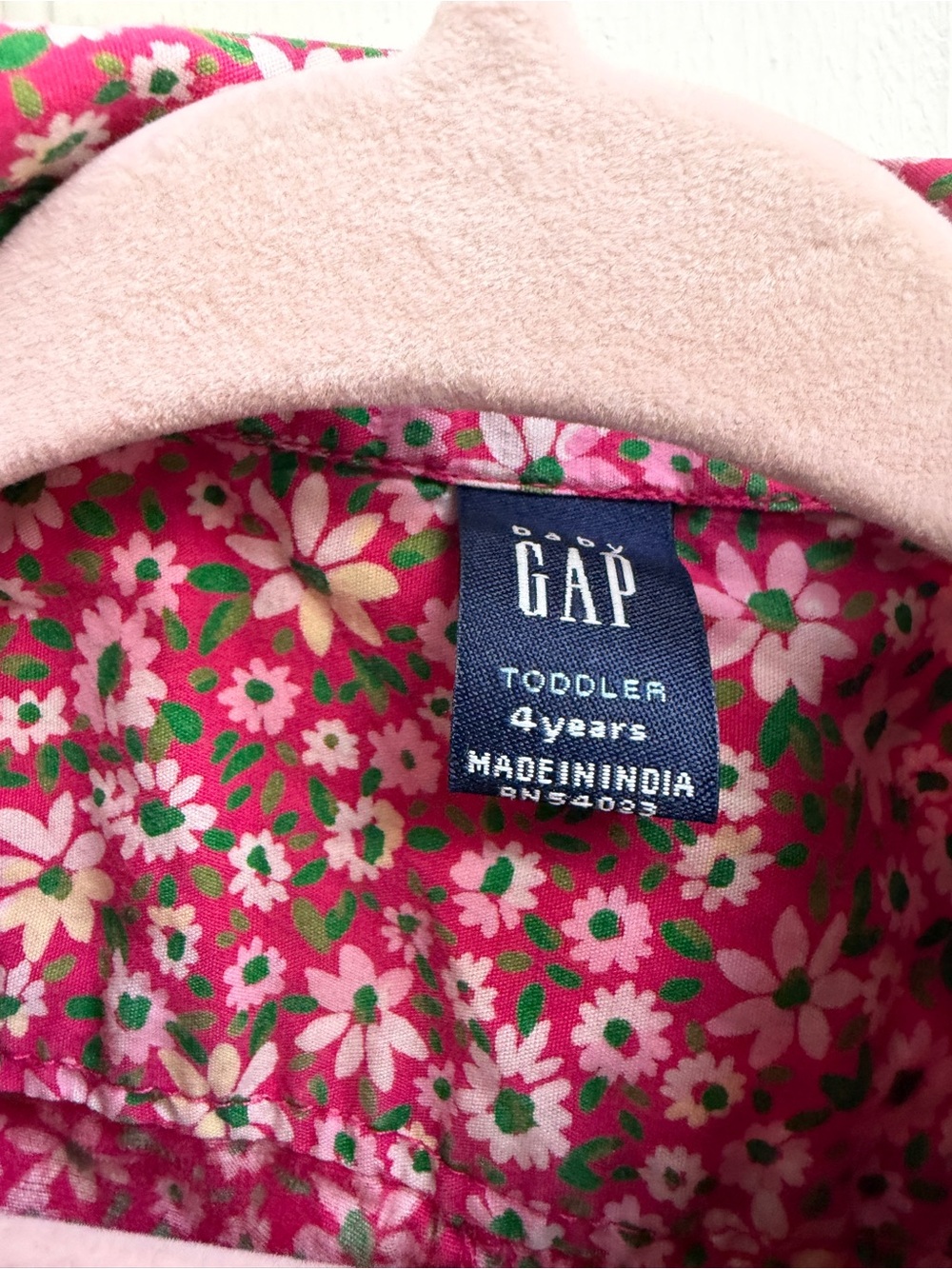 Baby GAP Girls 4 Pink Floral Ruffle-Front Long Sleeve Dress - Picture 2 of 7